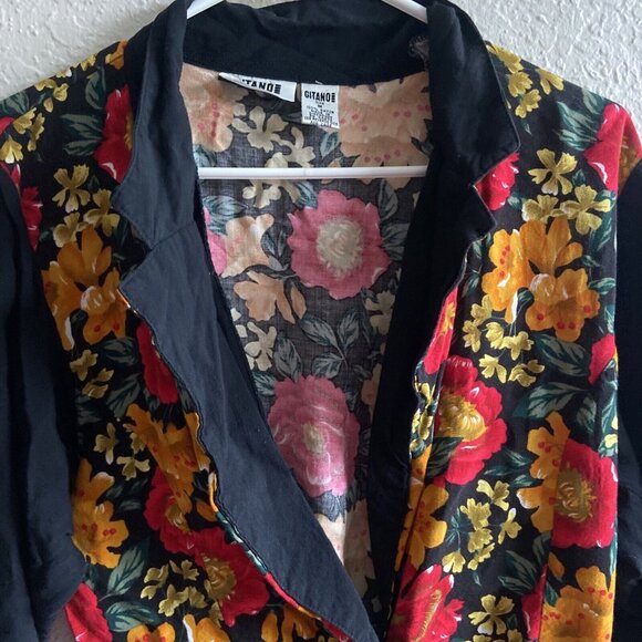 Gitano vtg size Medium floral button up blouse women’s Long sleeve - Picture 3 of 10